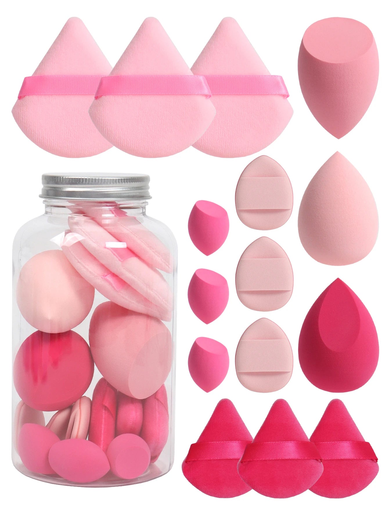 15-Piece Makeup Puff & Sponge Set – Loose Powder Puffs, Mini Makeup Eggs & Air Cushion Applicators