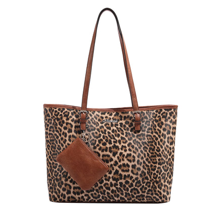 Europe and the United States new female handbag shoulder bag cow leopard print simple fashion large bag