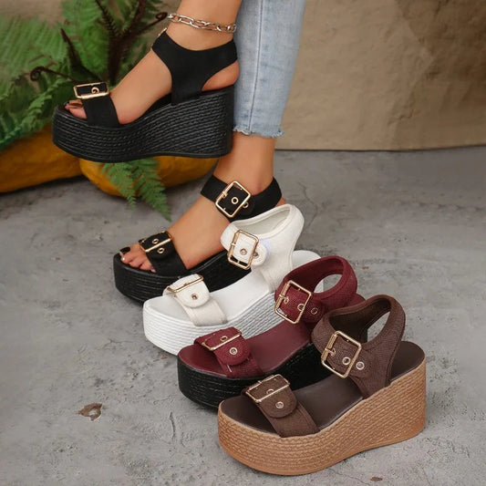 Sandals female super high heels heightening new summer fish mouth thick bottom slippers fashion muffin shoes women's shoes