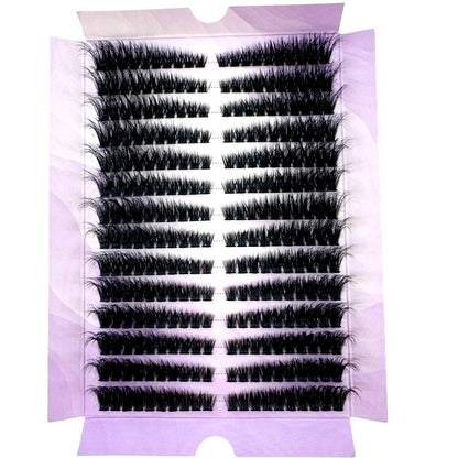 14Rows Fluffy Lash Clusters Thick Volume Eyelash Clusters Extensions 50D/80D Left/Right Individual Lashes Cat Eye Lash Extension