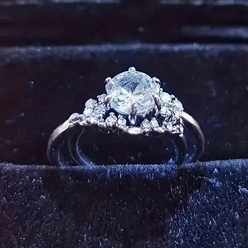 2Pcs Wedding Rings Set Bridal Jewelry with Bright Zirconia Elegant Lady Detachable Wear Finger Accessories Gift