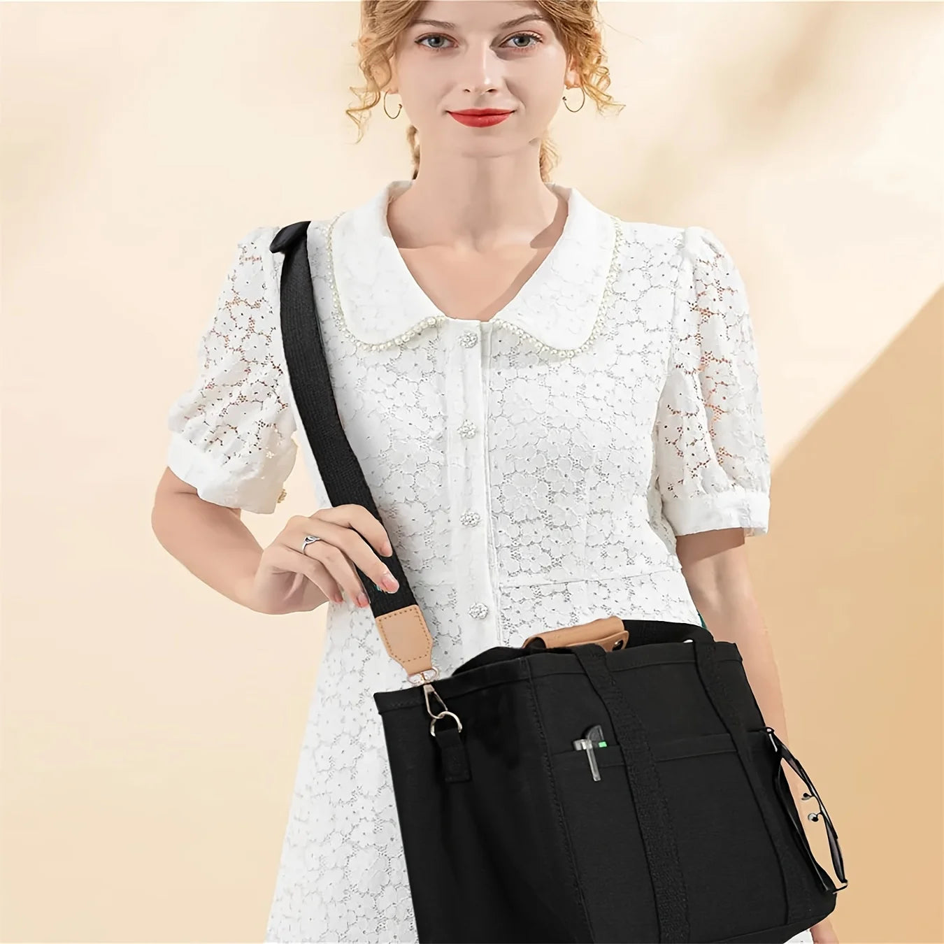 Women's Bag Canvas Large Capacity Multi Tote Handbag Layer Function Crossbody Bag Women's Handbag Shopping