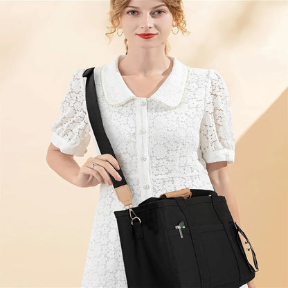 Women's Bag Canvas Large Capacity Multi Tote Handbag Layer Function Crossbody Bag Women's Handbag Shopping