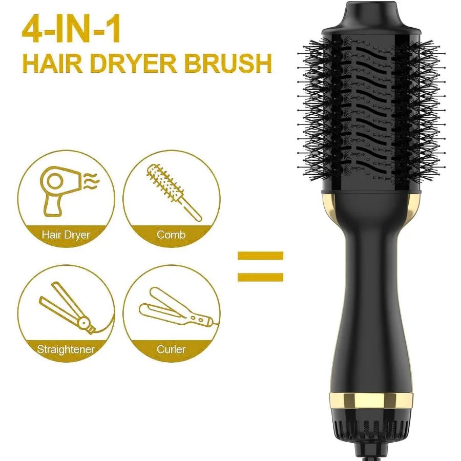 One Step Hair Dryer and Volumiser 1000W Blow Dryer Brush Hot Air Styling Brush Professional Hair Straightener Curler Travel Fri