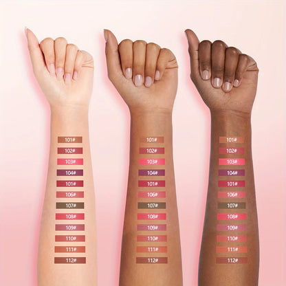 12-Color Matte Lip Liner Set – Waterproof Long-Lasting Nude & Red Pencils