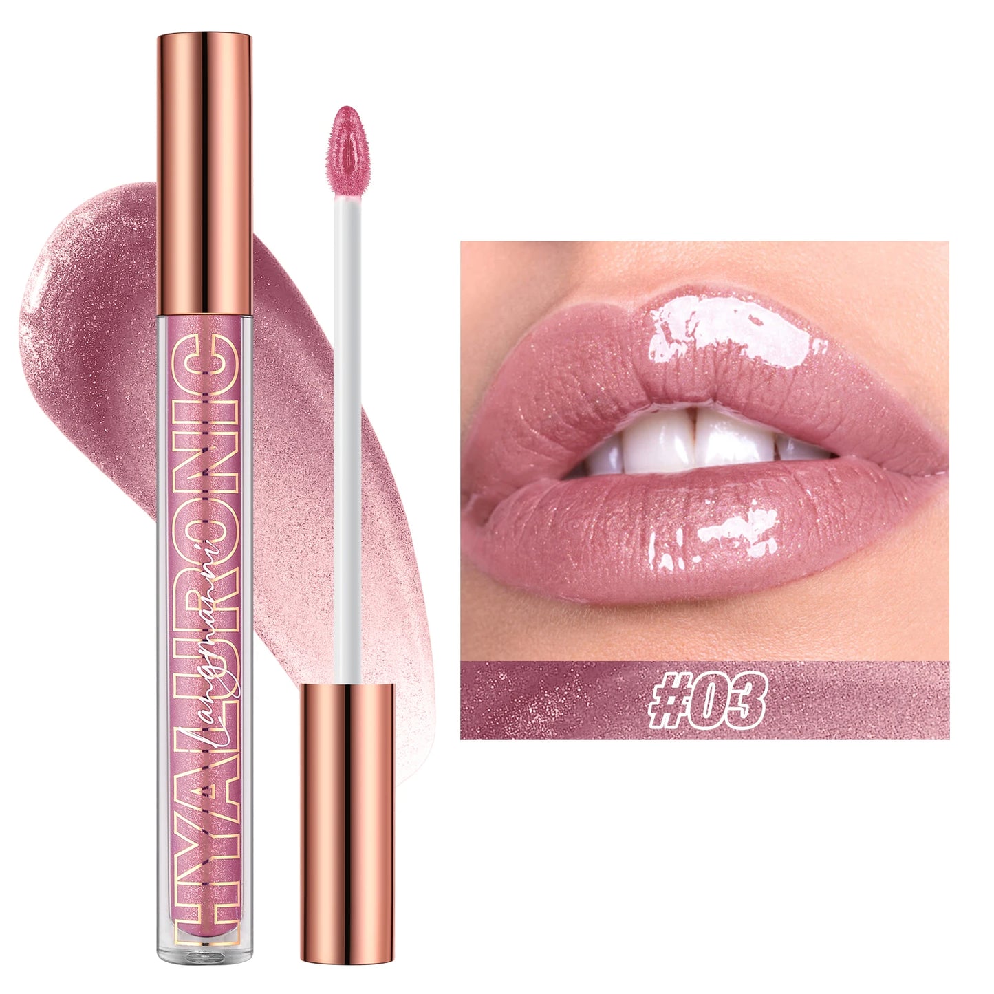 Hyaluronic Acid Lip Gloss, 8-Color Shimmering Lip Tint, Moisturizing Hydrating,Long-Lasting Shine Popular Best-Selling lip gloss