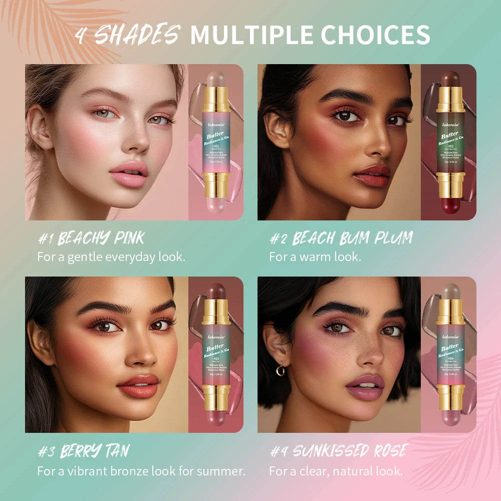 Butter Glow & Go Multiuse Stick – Double-Headed Bronzer & Blush for Cheeks, Eyes, Lips | Matte & Glossy Finish