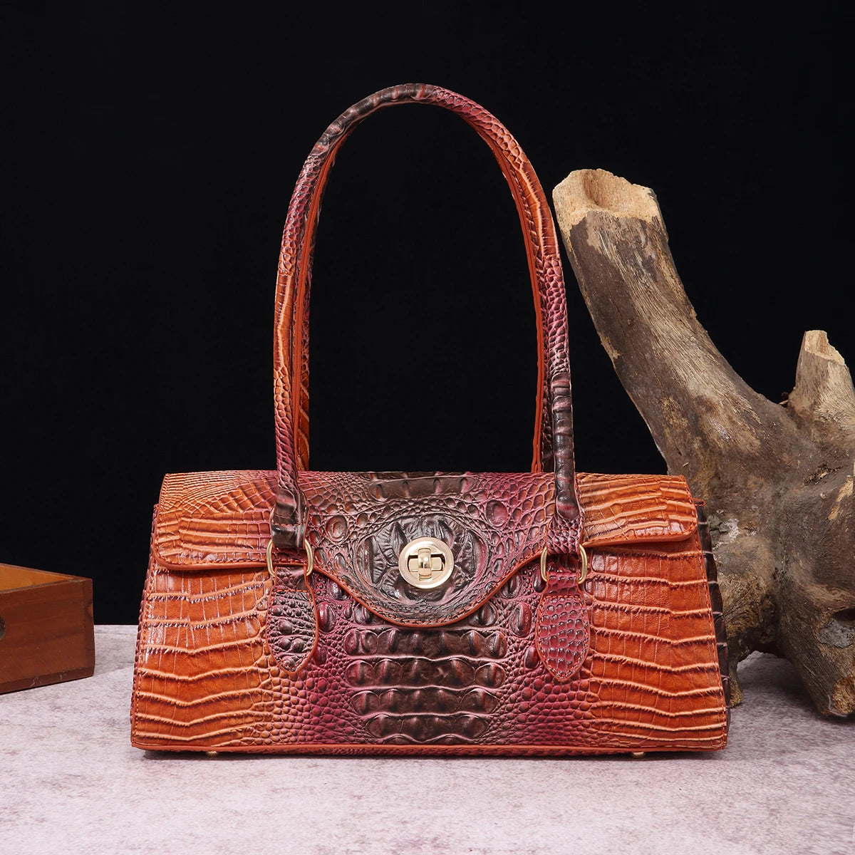Multicolor Crocodile Pattern Fashion Handheld Stick Bag Large Capacity One Shoulder Underarm Bag Women's Luxury Handbag