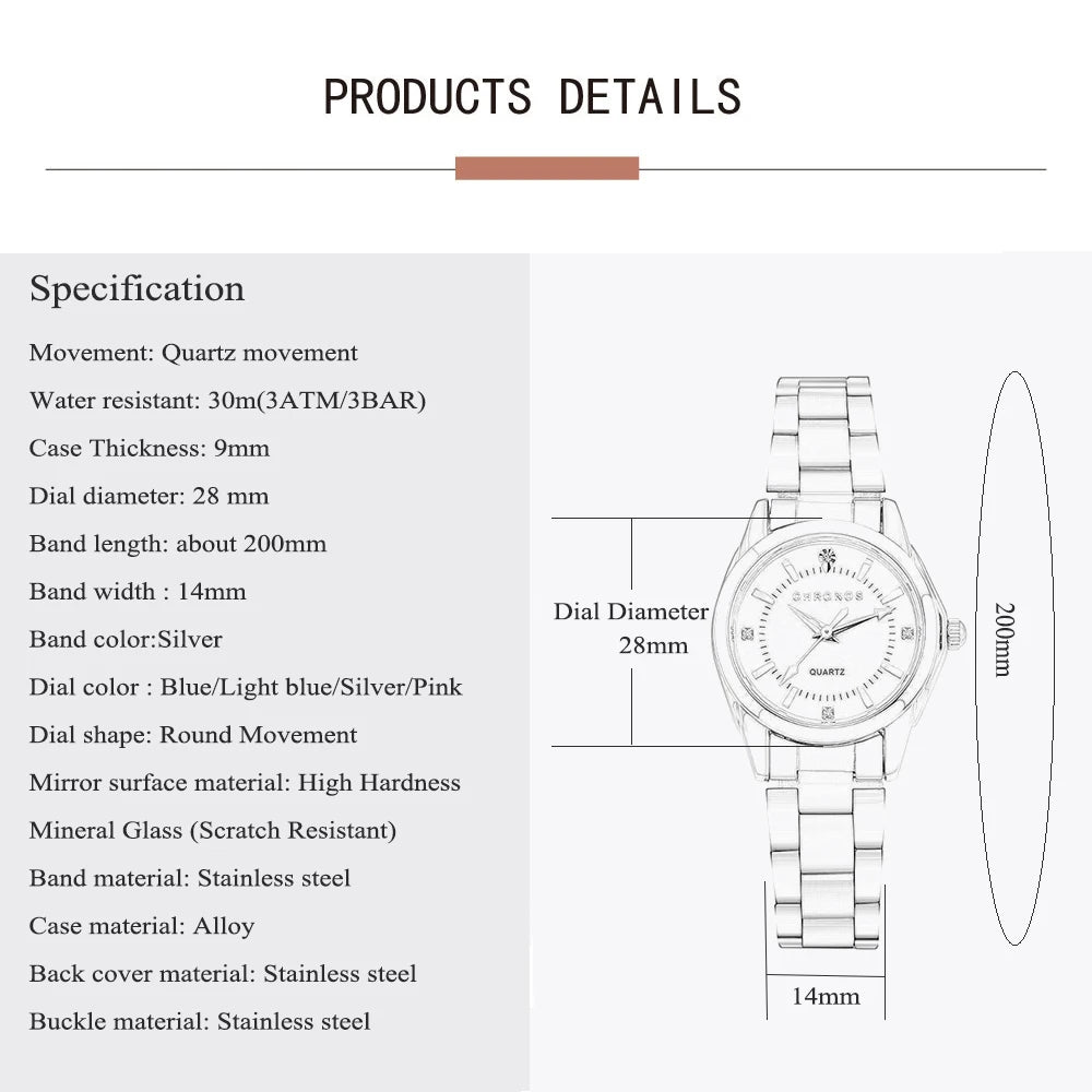 Elegant Women Watch Luxury Ladies Fashion Brand Wristwatch Quartz Movement Stainless Steel Gift for Female Girlfriend