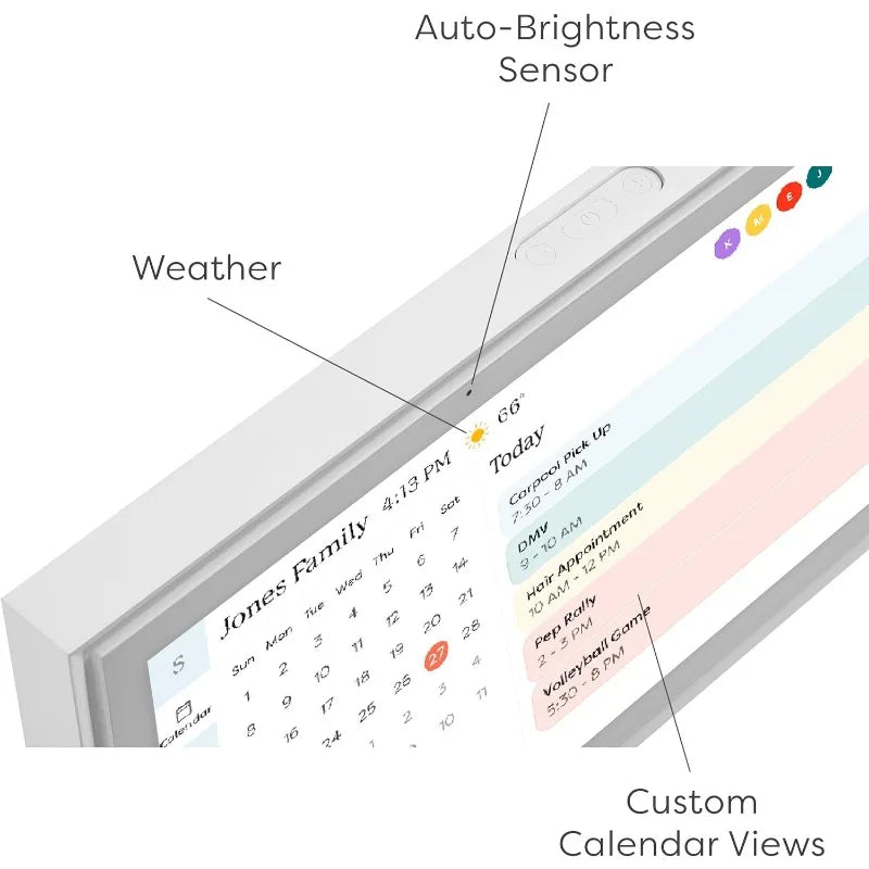 15 inch Digital Calendar & Chore Chart, Smart Touchscreen Interactive Display for Family Schedules - Wall Mount Included