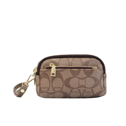 Exquisite Mini Clutch Wallet with Three Zippers Multi-Functional High-End Printed Handbag Trendy Popular Handheld Purse