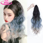 Water Wave Claw Clip In Ponytail Hair Extension Ombre Color Curly Wavy Synthetic Ponytail Extension Hair For Women Pony Tail