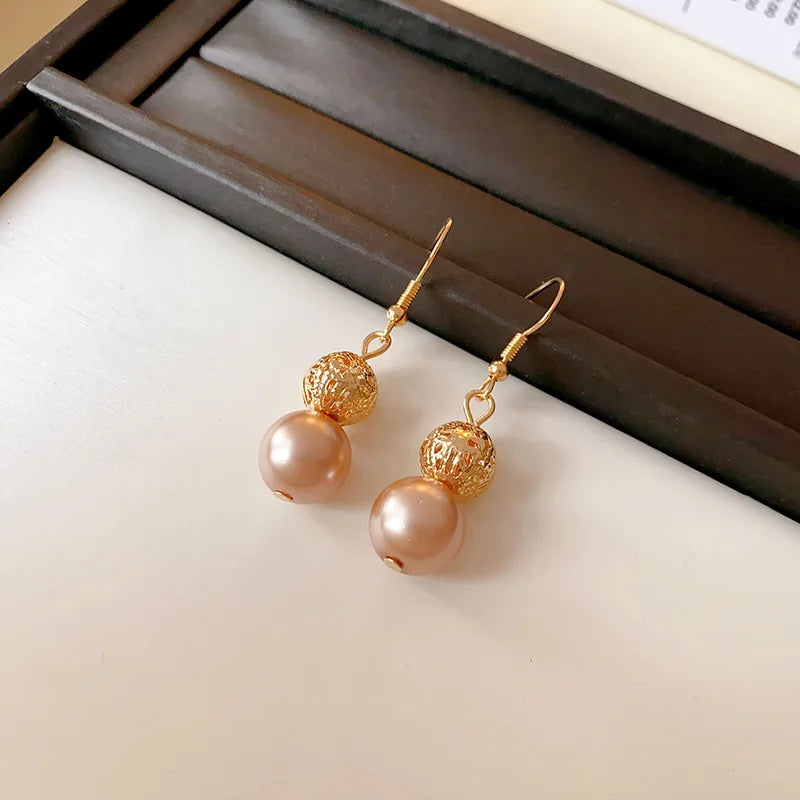 French Retro Geometric Pearl Necklace Earring Fashion Design Temperament Collarbone Chain Light Luxury High-end Jewelry Sets