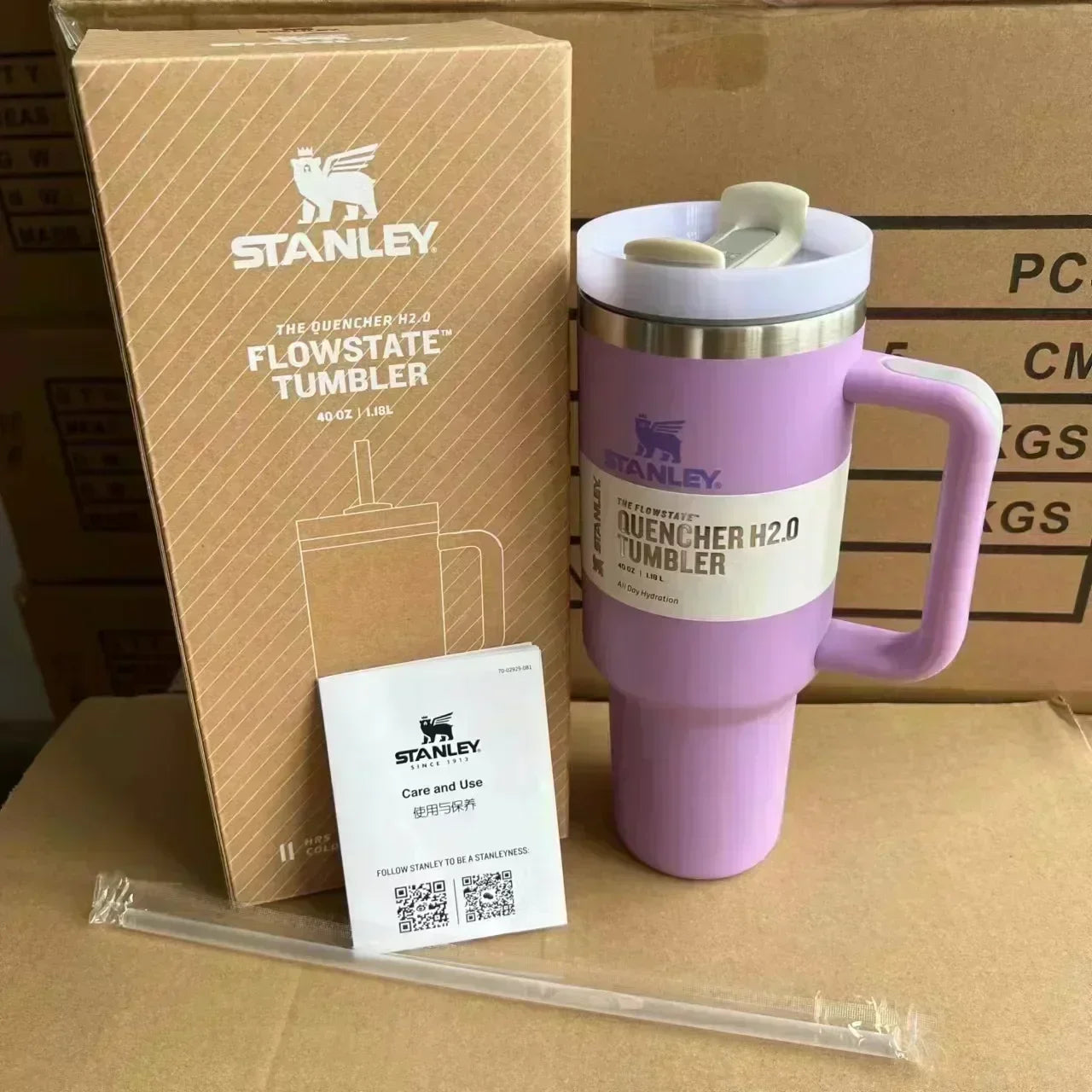 Stanley 30oz 40oz Insulated Tumbler With Lid and Straws Stainless Steel Coffee Tumbler with Handle Vacuum Leak Proof Coffee Cup