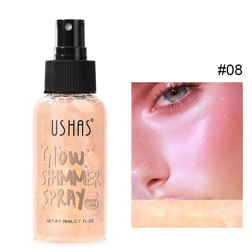 Body highlight spray, quick-drying and non-sticky, liquid glitter highlighter, long-lasting gloss