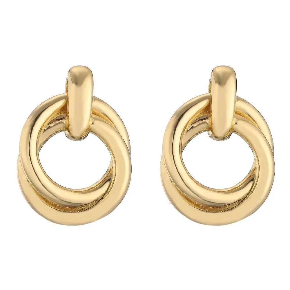 Classic Gold Color Geometric Irregular Stud Earrings for Women Design Sense Knot Piercing Earring Fashion Jewelry