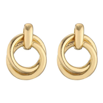 Classic Gold Color Geometric Irregular Stud Earrings for Women Design Sense Knot Piercing Earring Fashion Jewelry