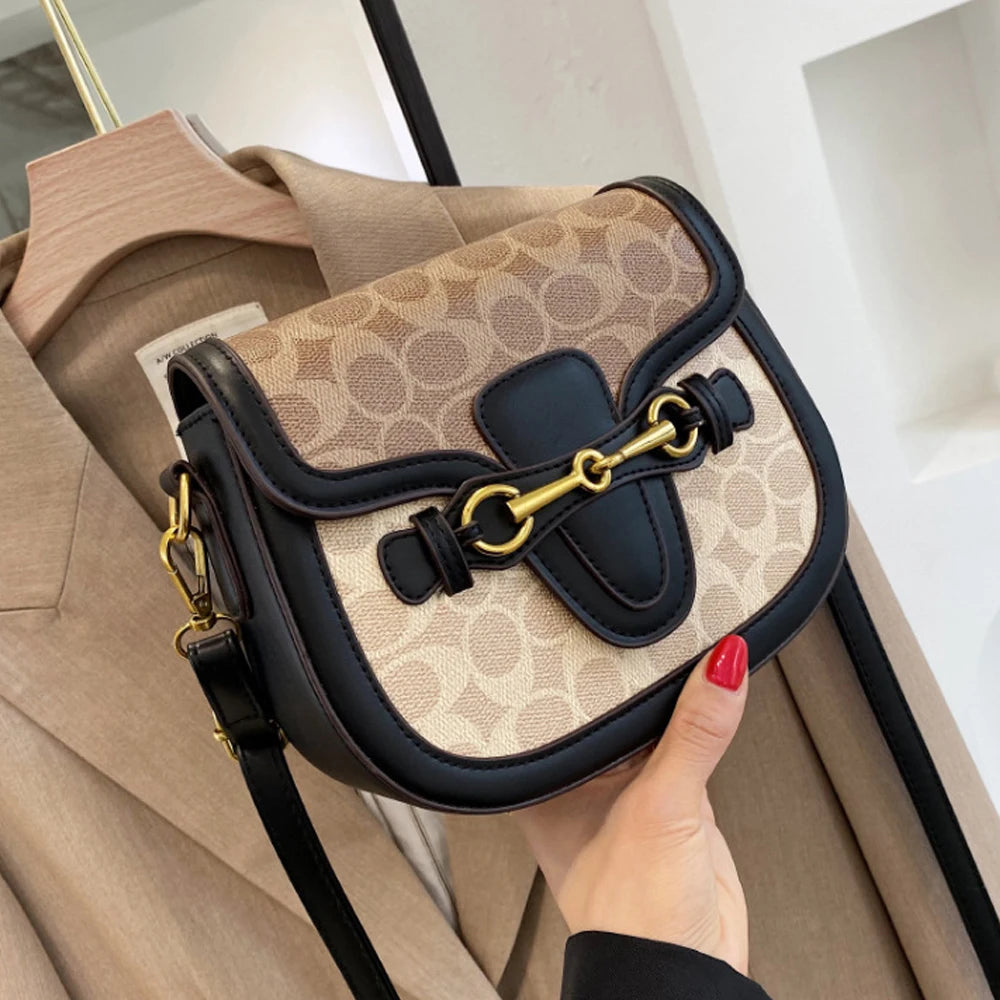New trendy and retro crossbody bag for women, Korean version western-style women's bag, saddle bag, wide shoulder strap shoulder