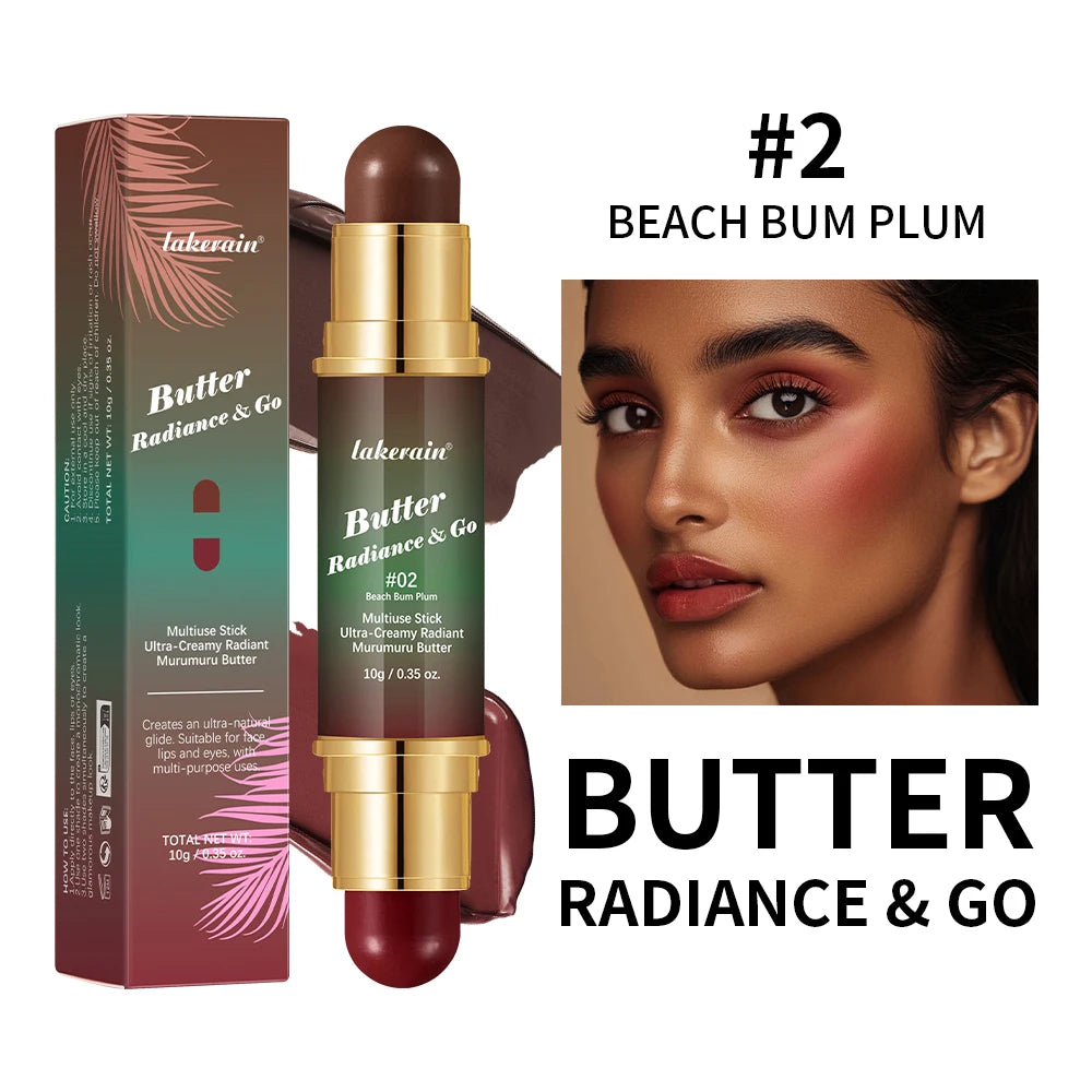Butter Glow & Go Multiuse Stick – Double-Headed Bronzer & Blush for Cheeks, Eyes, Lips | Matte & Glossy Finish