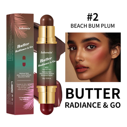 Butter Glow & Go Multiuse Stick – Double-Headed Bronzer & Blush for Cheeks, Eyes, Lips | Matte & Glossy Finish