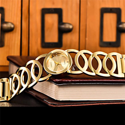 Women Original XINEW 6438 Watches Ladies Casual Golden Quartz Bracelets Watch