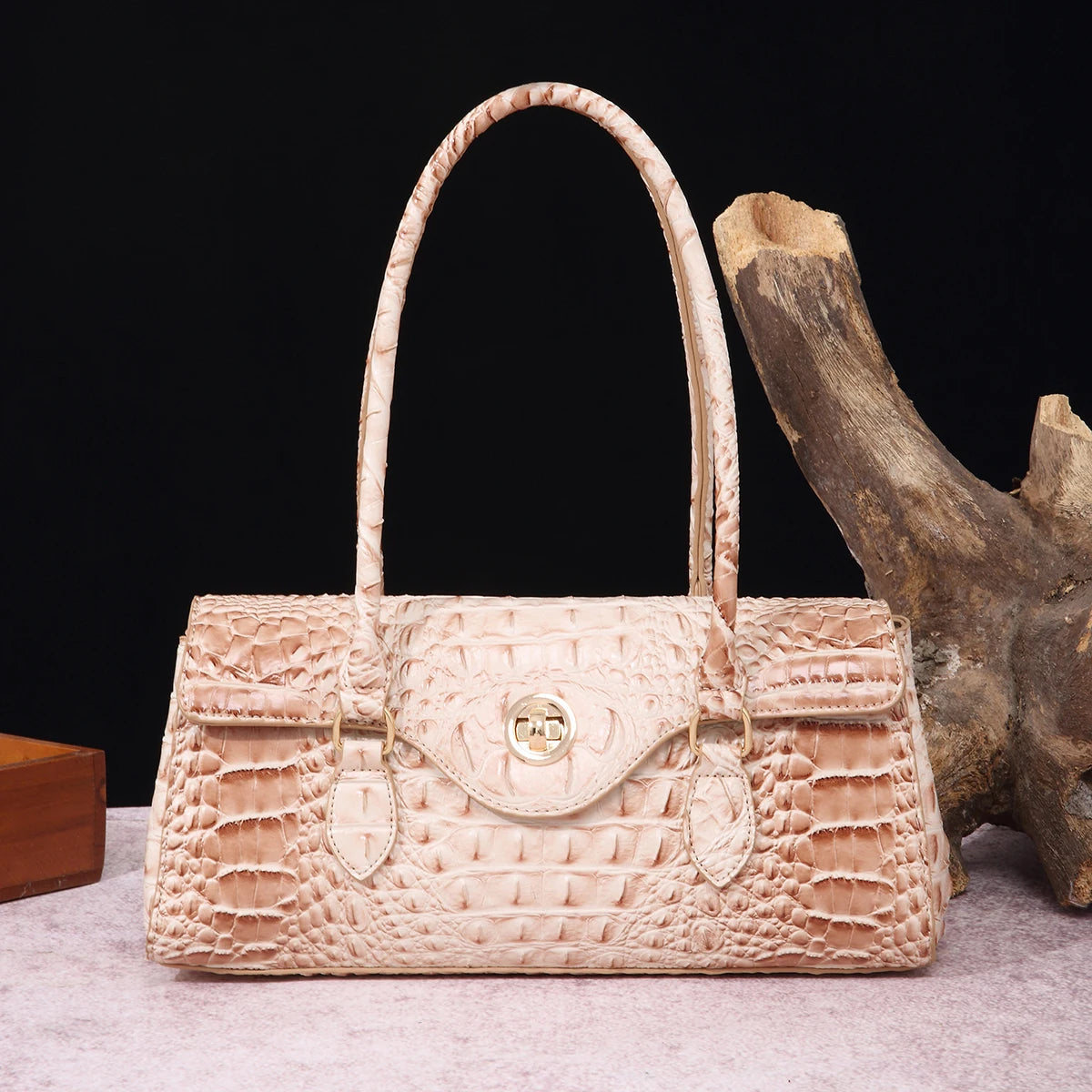 Multicolor Crocodile Pattern Fashion Handheld Stick Bag Large Capacity One Shoulder Underarm Bag Women's Luxury Handbag