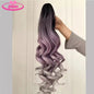 Water Wave Claw Clip In Ponytail Hair Extension Ombre Color Curly Wavy Synthetic Ponytail Extension Hair For Women Pony Tail
