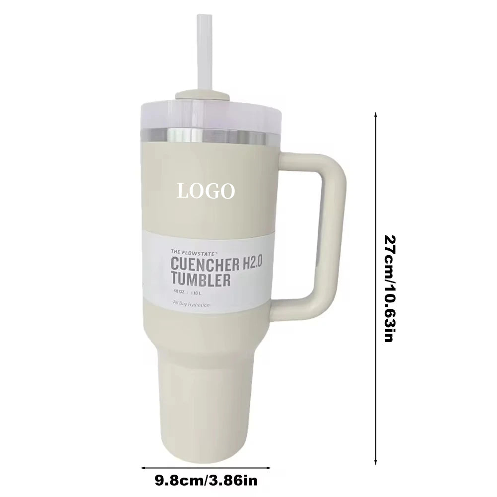 40oz Insulated Tumbler With Lid and Straws Stainless Steel Coffee Tumbler with Handle Double Wall Vacuum Leak Proof Coffee Cup