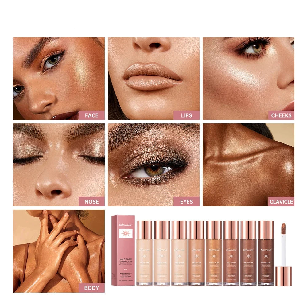 Halo Glow Liquid Filter – Liquid Highlighter & Bronzer for Face & Body