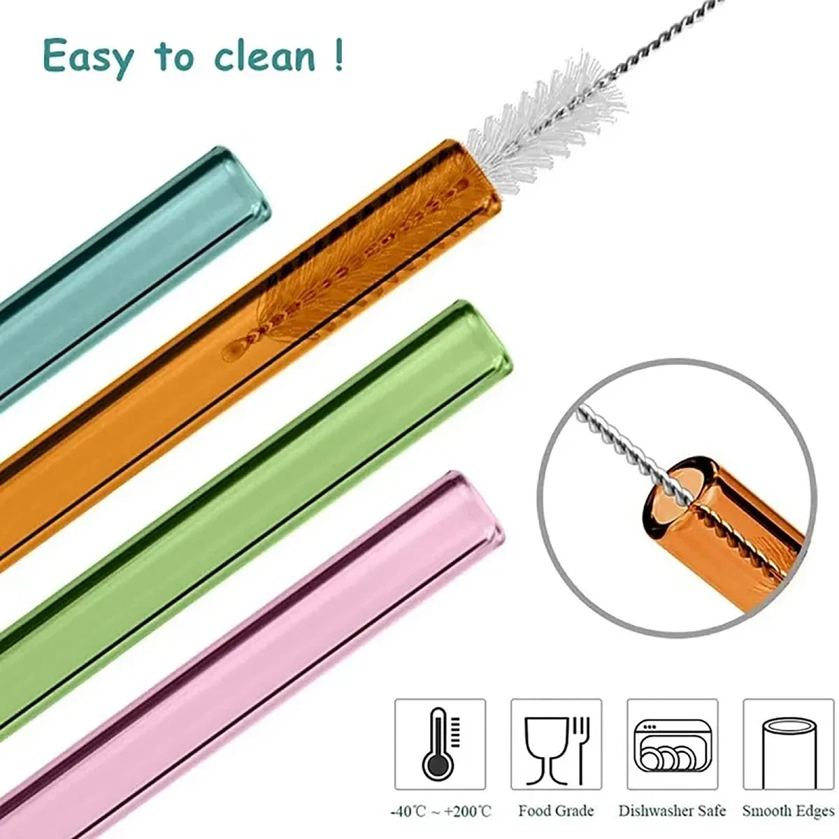 Colorful Glass Drinking Straws Set