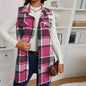 Check Print Sleeveless Jacket with Flap Details – Stylish Plaid Sleeveless Coat for Women