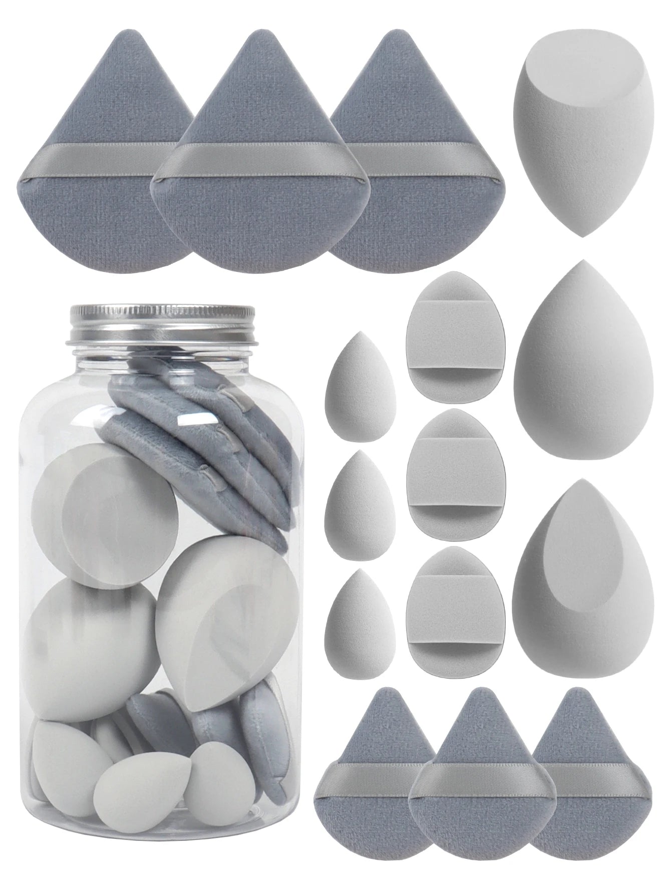 15-Piece Makeup Puff & Sponge Set – Loose Powder Puffs, Mini Makeup Eggs & Air Cushion Applicators