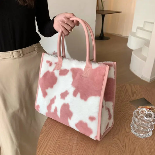 Plush bag female large capacity new autumn and winter hundreds of fashion plush shoulder bag college students Tote bag