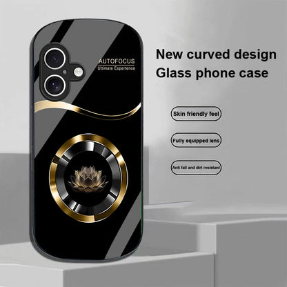 Circle Lotus White For Apple IPhone 16 11 13 15 14 Pro Max 12 Mini 7 8 Plus XR X XS Elliptical Shaped Tempered Glass Phone Case