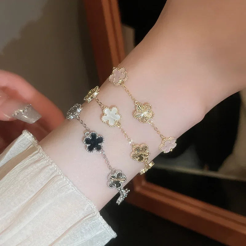 Shell Stone Flower Bracelet for Women Personalized Stainless Steel Bracelet