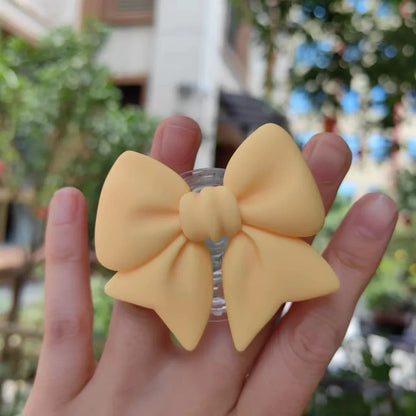 Cute Plain Macaron Color Bow-knot Smart Tok Universal Phone Holder Korean Girl's Phone Bracket GripTok Stand Socket Lazy Bracket