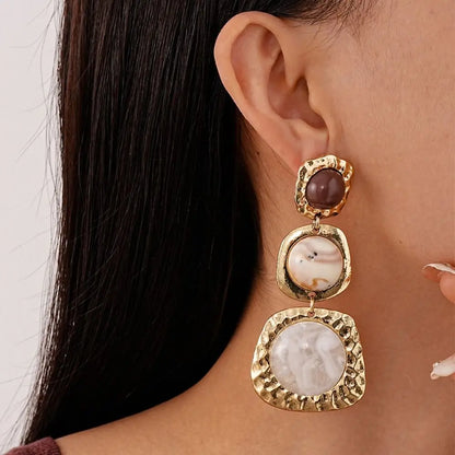 Vintage Retro Resin Necklace Earring Fashion Exquisite Irregular Geometric Necklace Exaggerated Temperament Collarbone Necklace