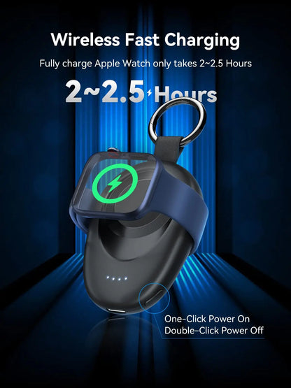 Portable Charger for Apple Watch Series 9/8/7/6/5/4/3/2/SE/Ultra Travel Power Bank Wireless Keychain Charger Watch Spare Battery