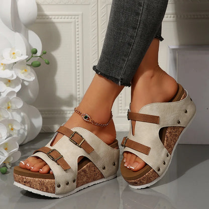 Women's Summer Platform Wedge-heeled Sandals Plus Size Comfortable Casual Outdoor Open Toe Beach Slippers