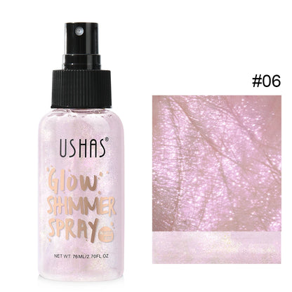 Body highlight spray, quick-drying and non-sticky, liquid glitter highlighter, long-lasting gloss