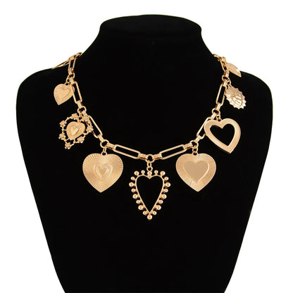 Punk Big Heart Pendant Necklace for Women Fashion Goth Metal Choker Necklace Charm Party Jewelry On The Neck Gifts
