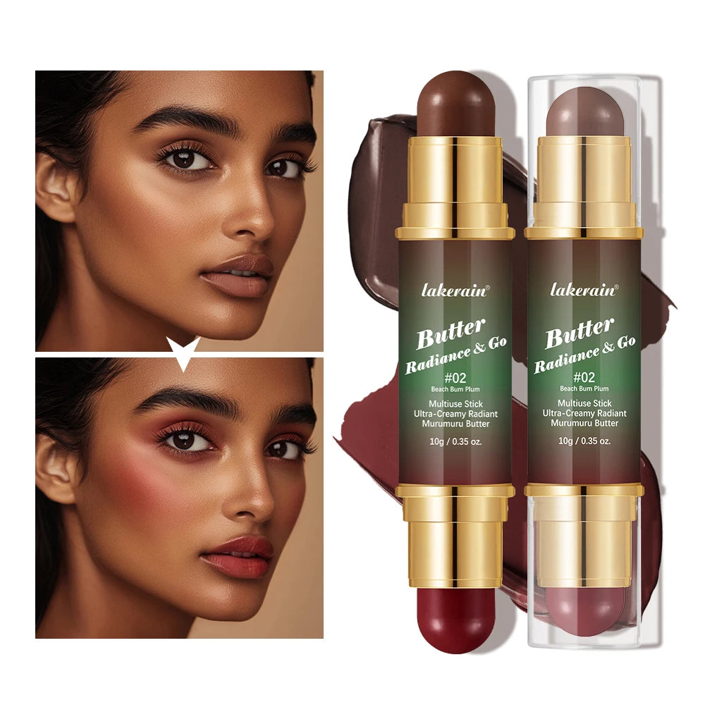 Butter Glow & Go Multiuse Stick – Double-Headed Bronzer & Blush for Cheeks, Eyes, Lips | Matte & Glossy Finish