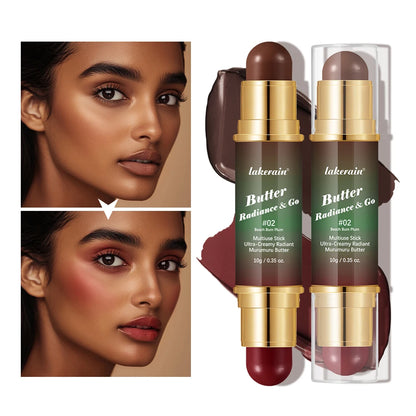 Butter Glow & Go Multiuse Stick – Double-Headed Bronzer & Blush for Cheeks, Eyes, Lips | Matte & Glossy Finish