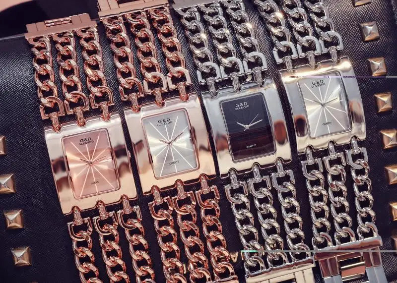 Women Luxury Brand Watch Dress Rhinestone Women Wristwatches Stylish Gold Female Watches for Women