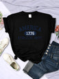 America 1776 Athletic Dept Letter T-Shirt Female Sport Casual Top Cool Hip Hop Tee Shirt Soft Breathable T Shirt Women