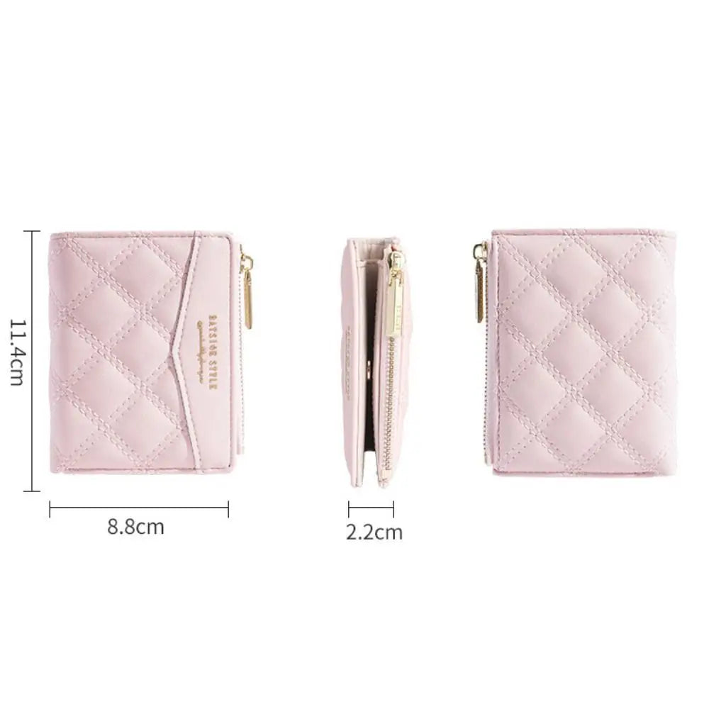 Embroidery Coin Purse Women Wallet Ladies PU Leather Solid Color Short Wallet Zipper Card Bag Card Holder Student Money Bag