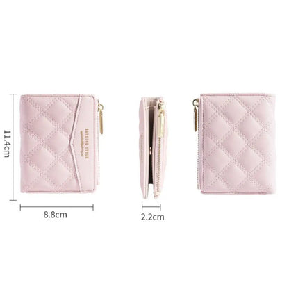 Embroidery Coin Purse Women Wallet Ladies PU Leather Solid Color Short Wallet Zipper Card Bag Card Holder Student Money Bag