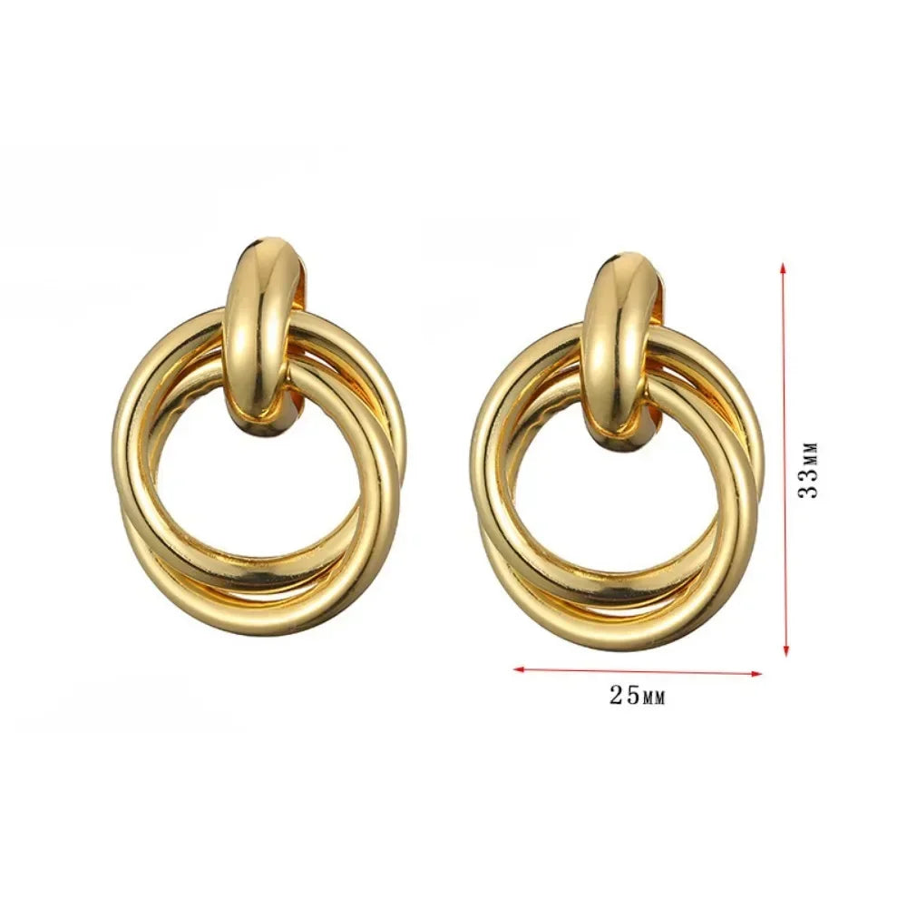 Classic Gold Color Geometric Irregular Stud Earrings for Women Design Sense Knot Piercing Earring Fashion Jewelry