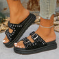 Summer Fashion Comfortable Women's Sandals Roman Metal Breathable Thick Sole Round Head Walking Casual Shoes