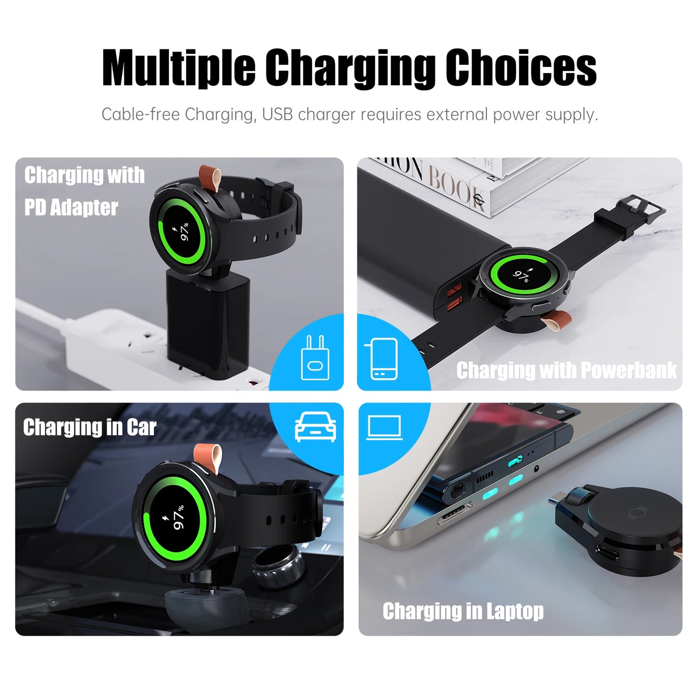 Wireless Magnetic Charging Dock Portable USB C Watch Charger Cable Wireless Smart Watch Accessories for Samsung Galaxy Watch 7